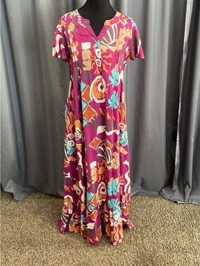 Yak n yeti NWT abstract, multicolor print maxi dress size small